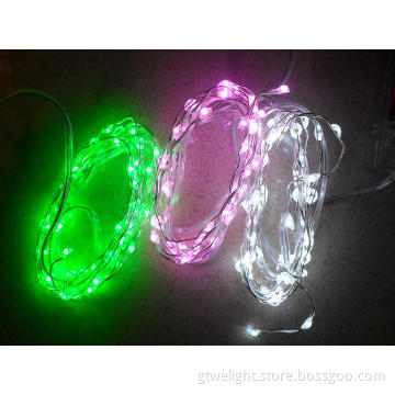 2AA Batteries Drive LED Copper String Light Green Pink White